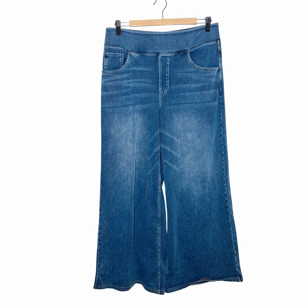 Halara Flex High Waisted Wide Leg Casual Jeans Womens Size L Petite Medium Wash